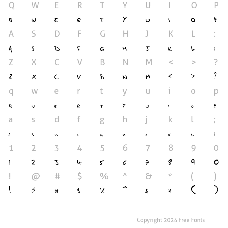 Character Map of Fiddlesticks Regular