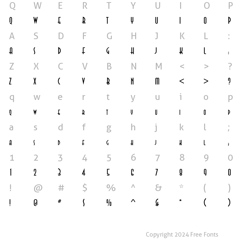 Character Map of Fidelio Regular