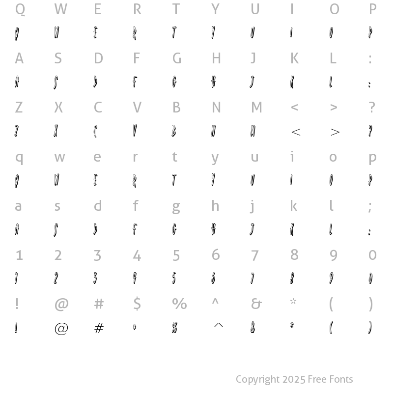 Character Map of Fidelity Hour BTN Shadow Regular