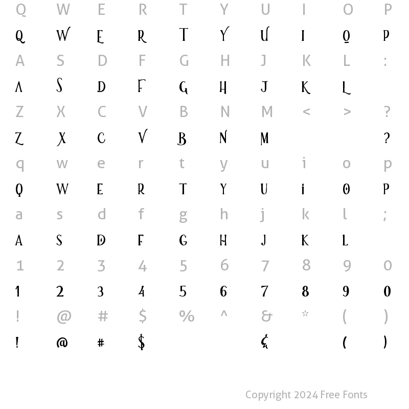 Character Map of Fidencio Serif Font Regular