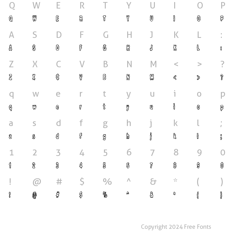 Character Map of Fidgety (BRK) Regular