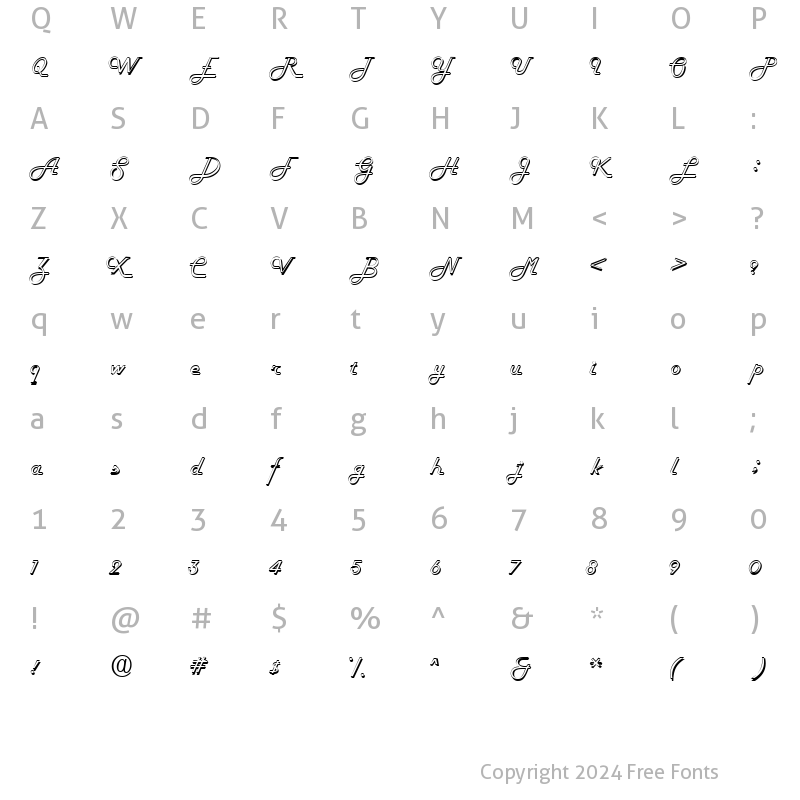 Character Map of Fifties Hollow Regular