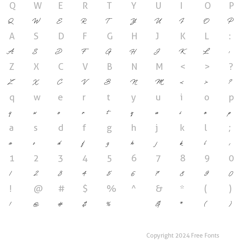 Character Map of Fiftyes Regular