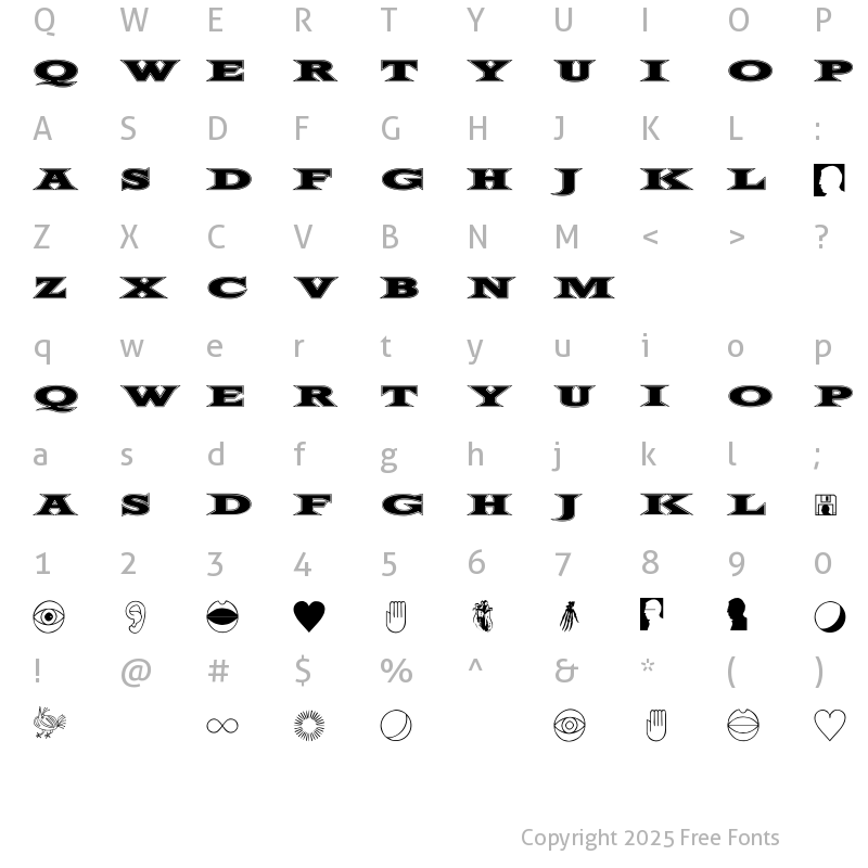 Character Map of FiftyTwoLetters Regular