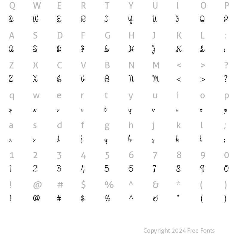 Character Map of Figaro Script Regular