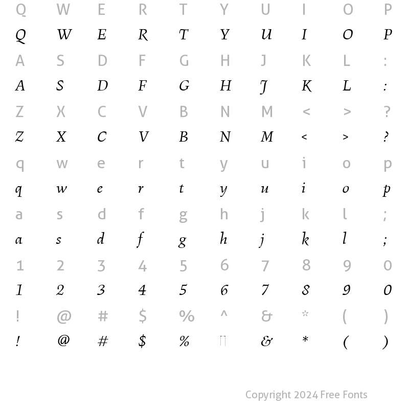 Character Map of Figural Book Italic