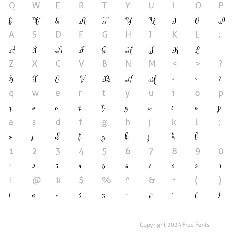 Character Map of Filladelphia Regular