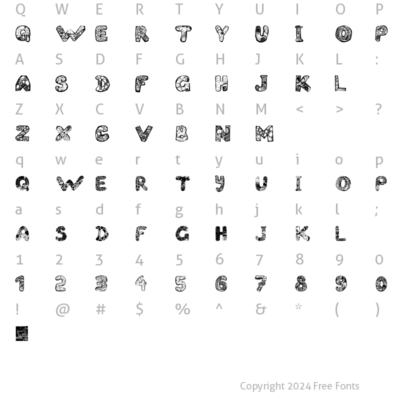 Character Map of FilledABC Regular