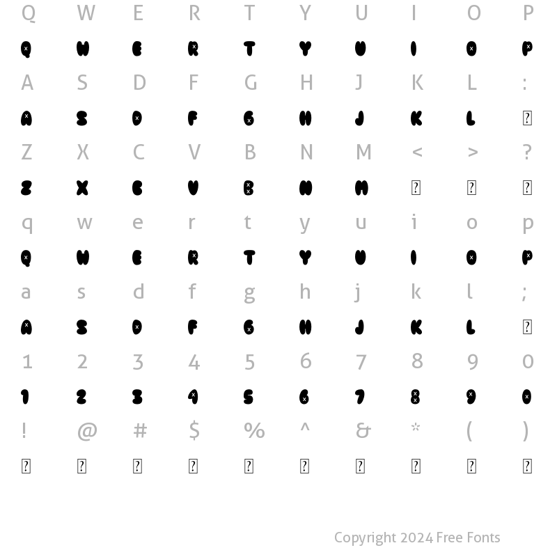 Character Map of Fillings Urban Regular