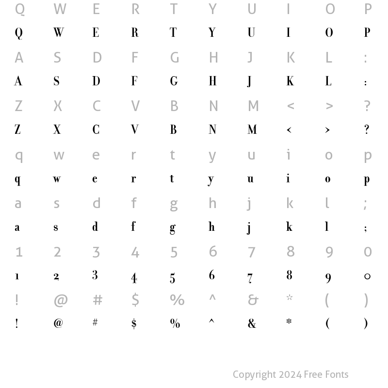 Character Map of Filosofia GrandBold