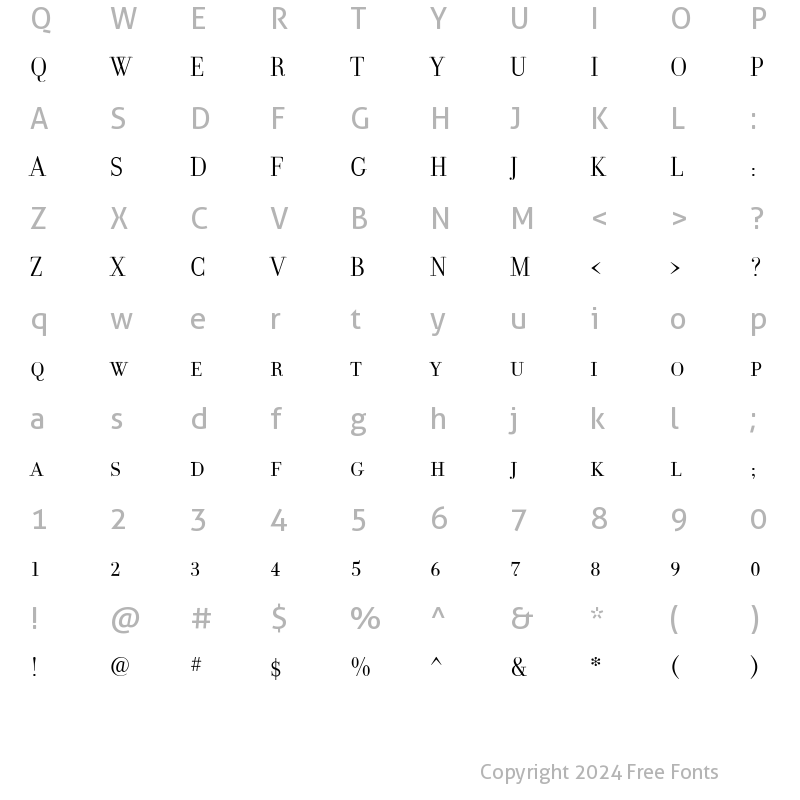 Character Map of Filosofia GrandCaps