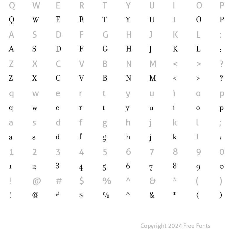 Character Map of Filosofia Regular