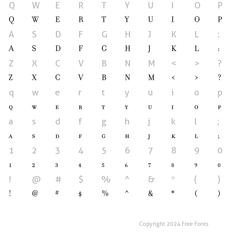 Character Map of Filosofia SmallCaps Regular