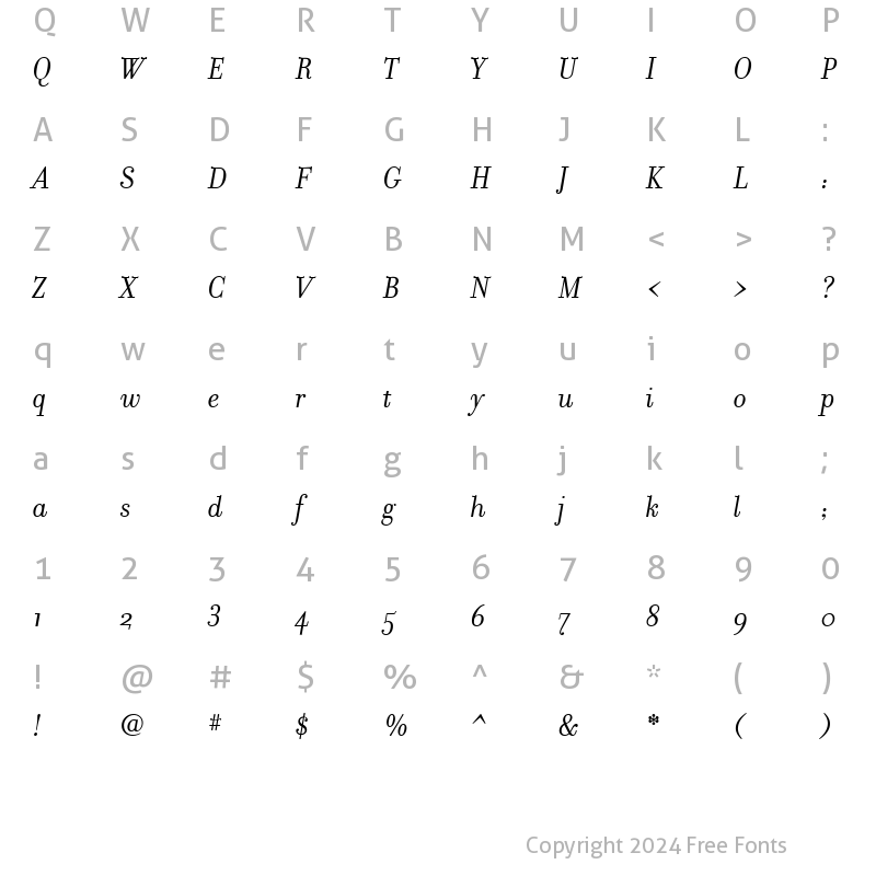 Character Map of FilosofiaItalic Regular