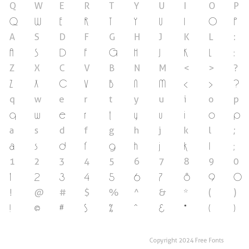 Character Map of Fina Font Regular