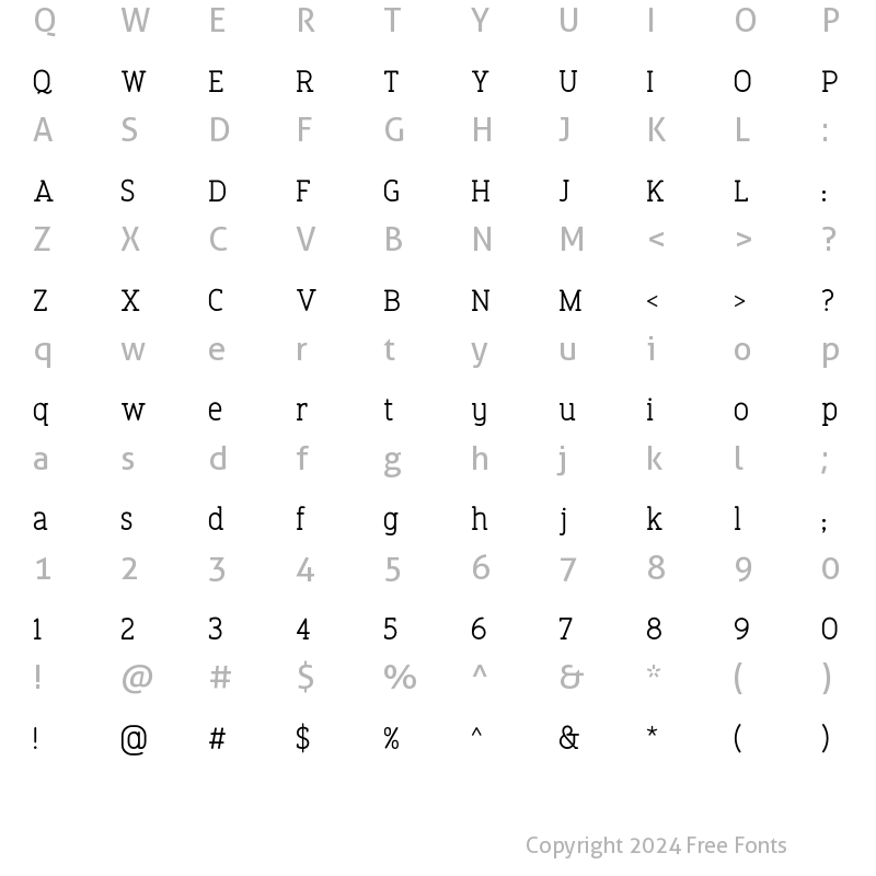 Character Map of Finalist Round Slab 55 Regular