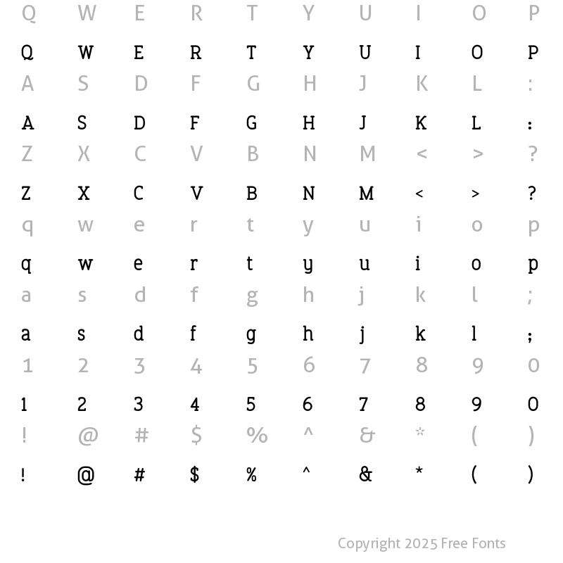 Character Map of Finalist Round Slab 65 Medium