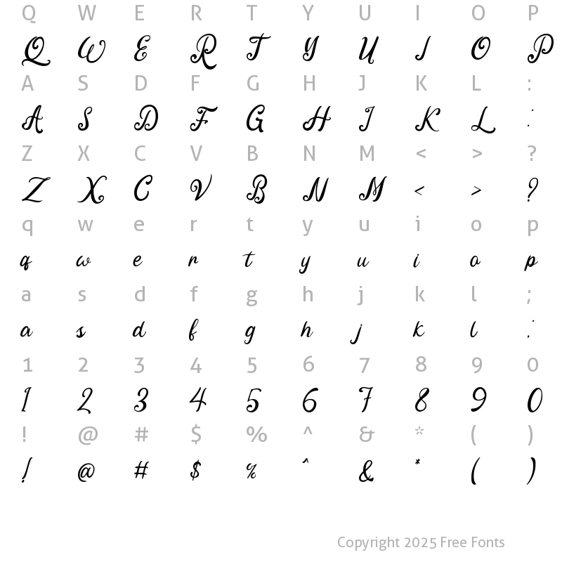 Character Map of Fine Spring Regular