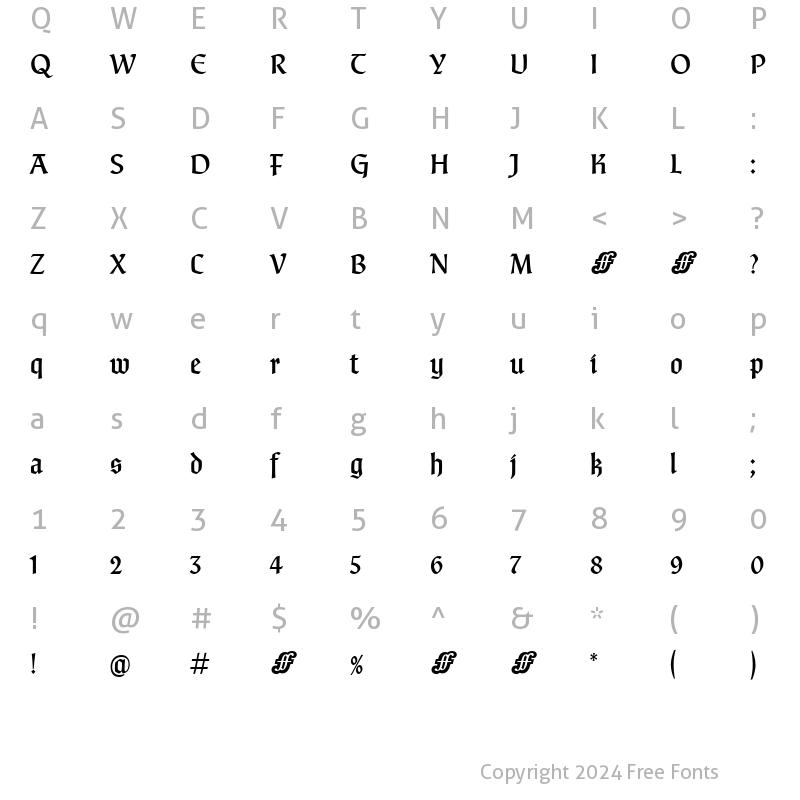 Character Map of FineGothicMedium Regular