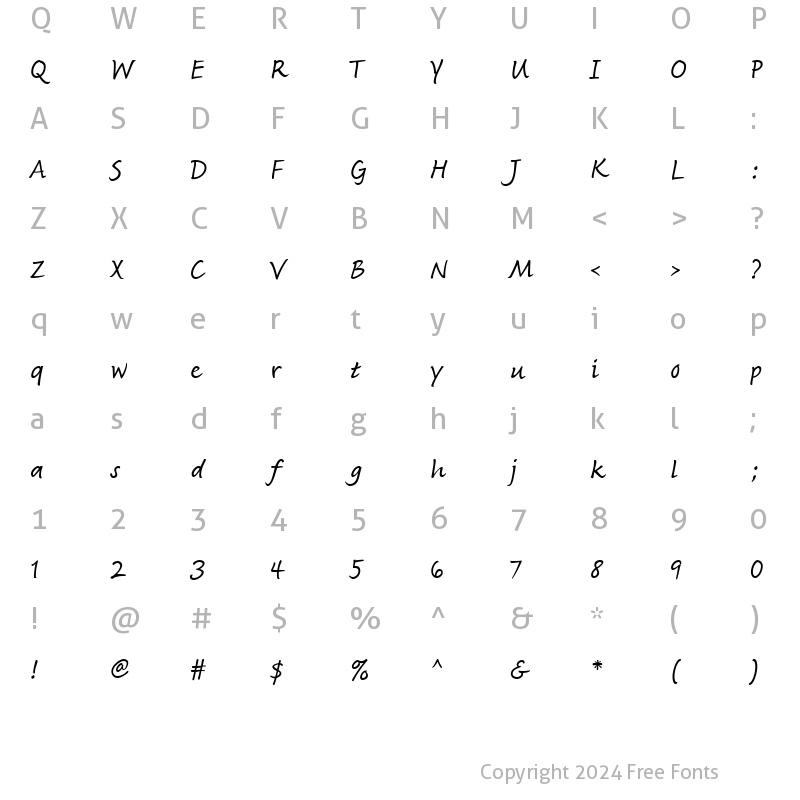 Character Map of Fineprint Regular