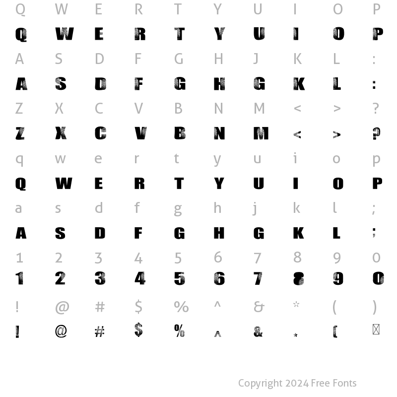 Character Map of Finger Print Font Regular