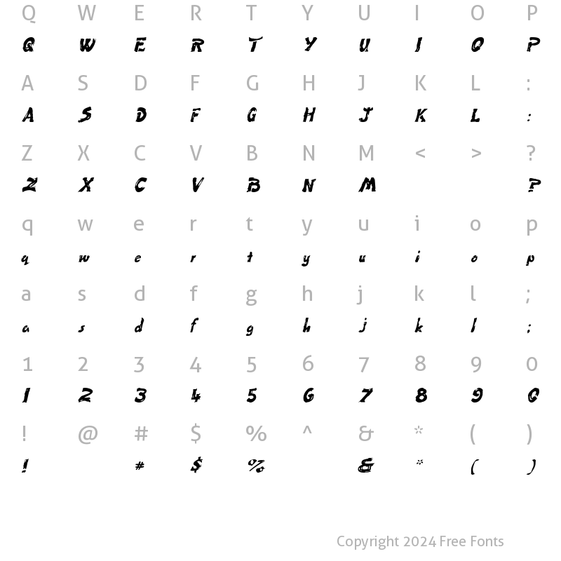 Character Map of Fingerpaint Italic