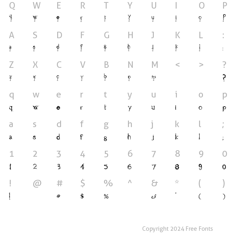 Character Map of Finial-RegularA Regular