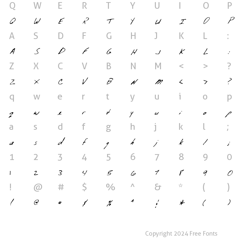 Character Map of FiniansHand Regular