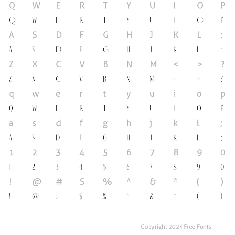 Character Map of Fino Sans Title Thin