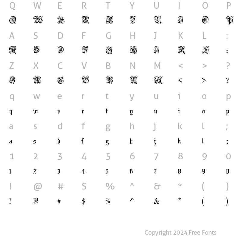 Character Map of Fiolex Fleur Regular