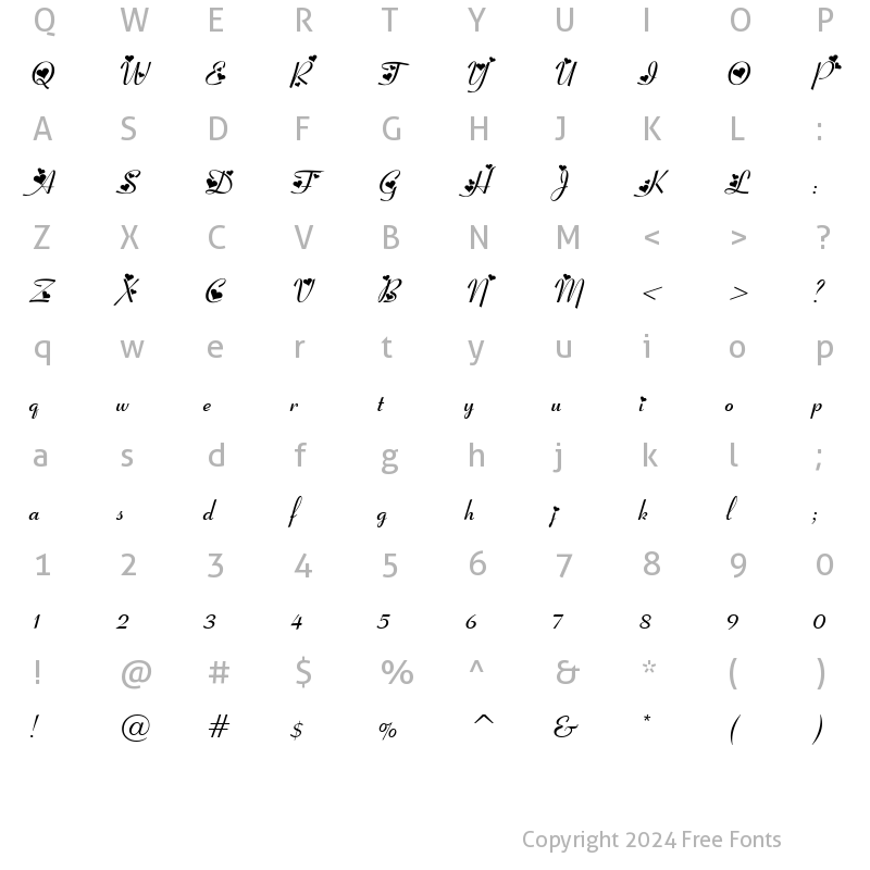 Character Map of Fiolex Girls Regular