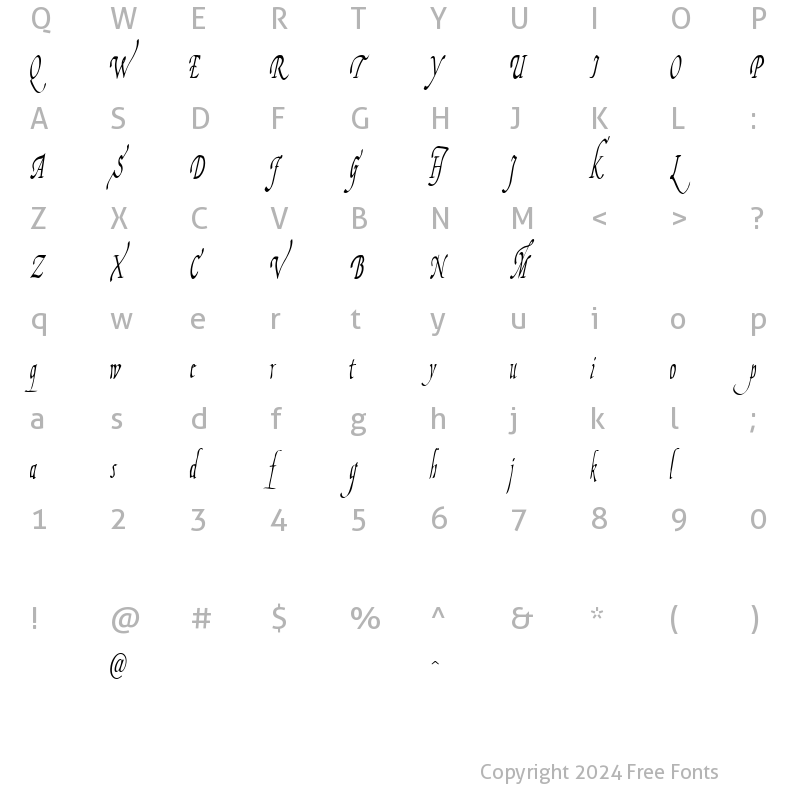 Character Map of Fiorenza II Regular