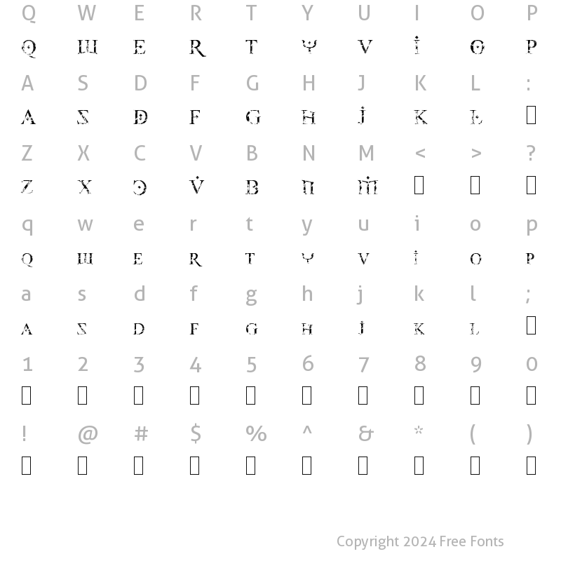 Character Map of Fire Of Ysgard Carved In Stone Regular