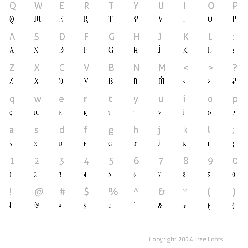 Character Map of Fire Of Ysgard Condensed Regular