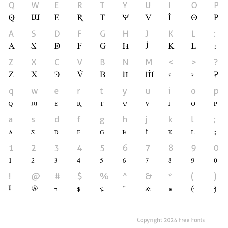 Character Map of Fire Of Ysgard Regular Regular