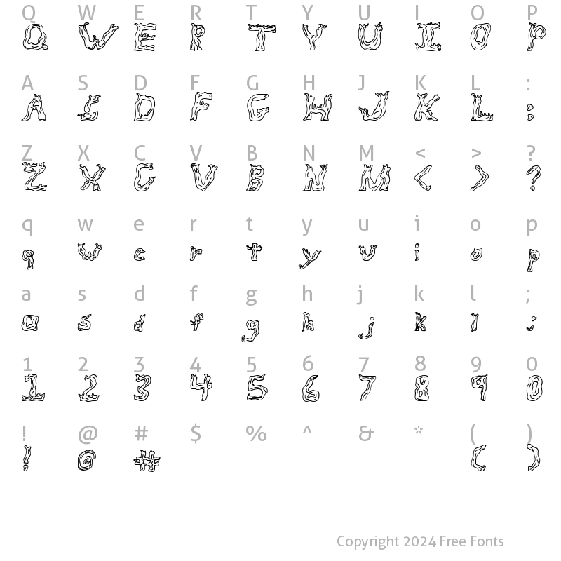 Character Map of Fire Wood Regular