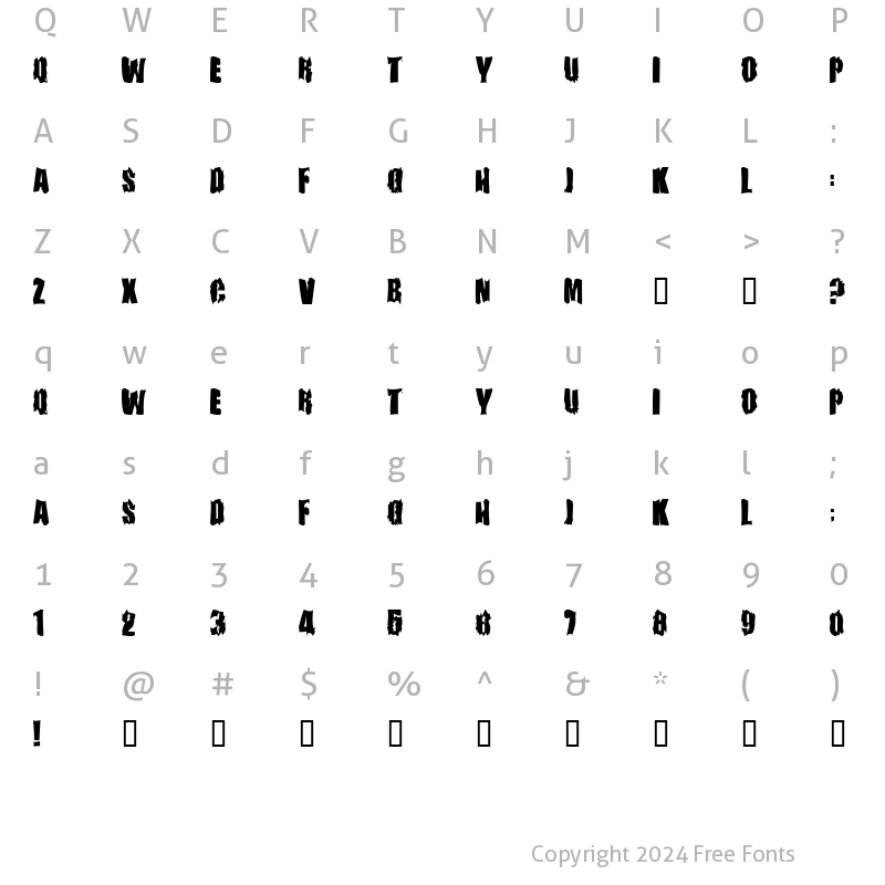 Character Map of FireBomb Regular