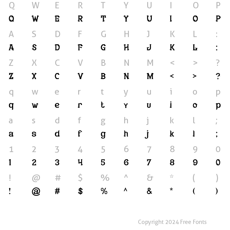 Character Map of FireNeedle FireNeedle base