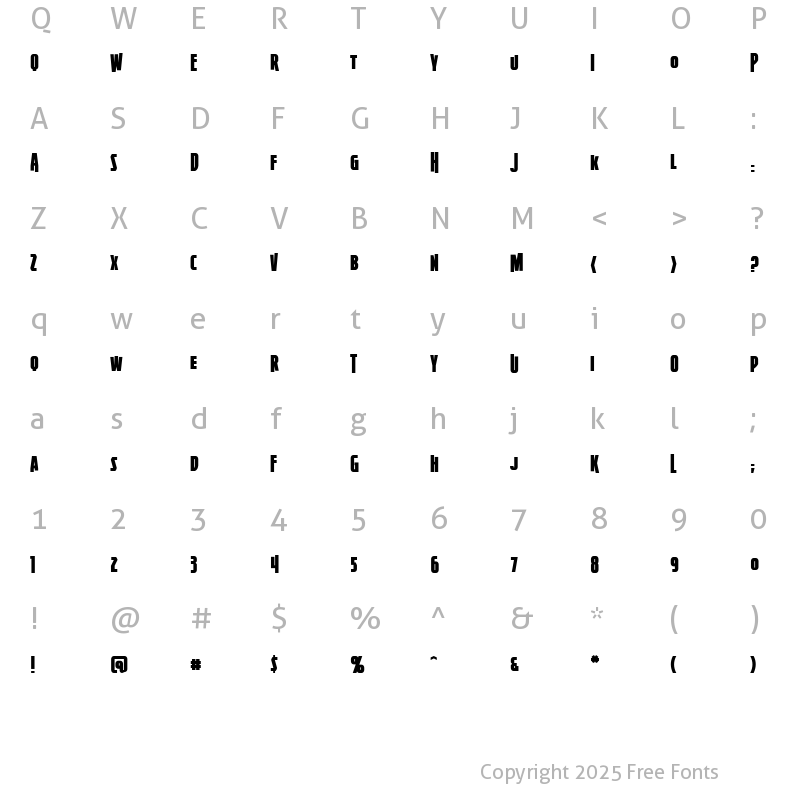 Character Map of Firepower BB Regular