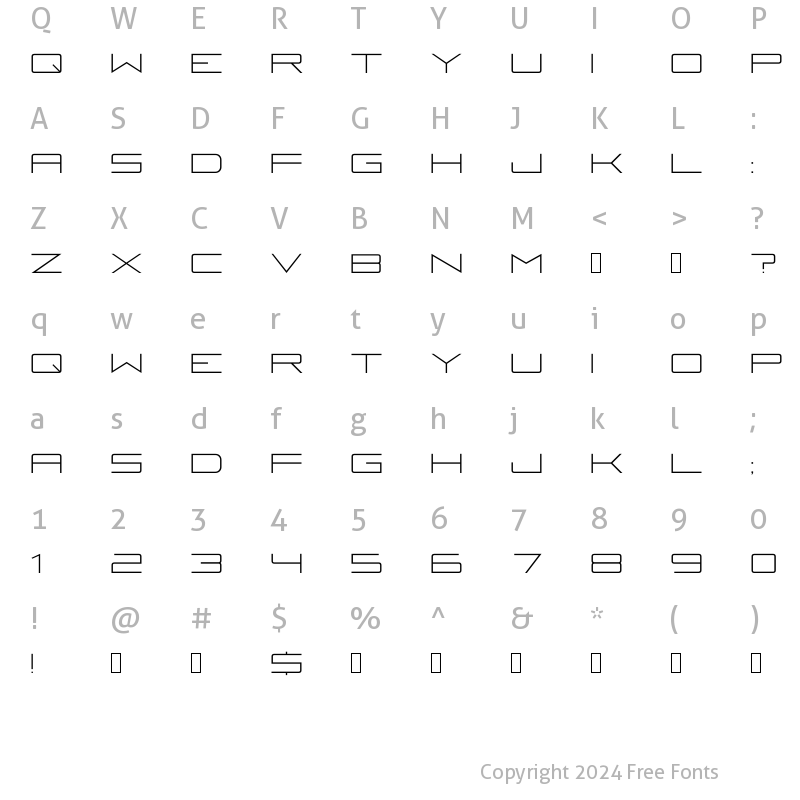 Character Map of Fireye GF Lite