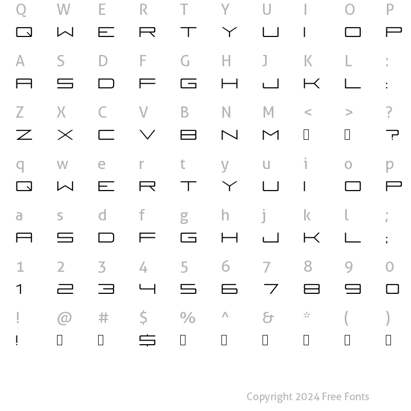 Character Map of Fireye GF Regular