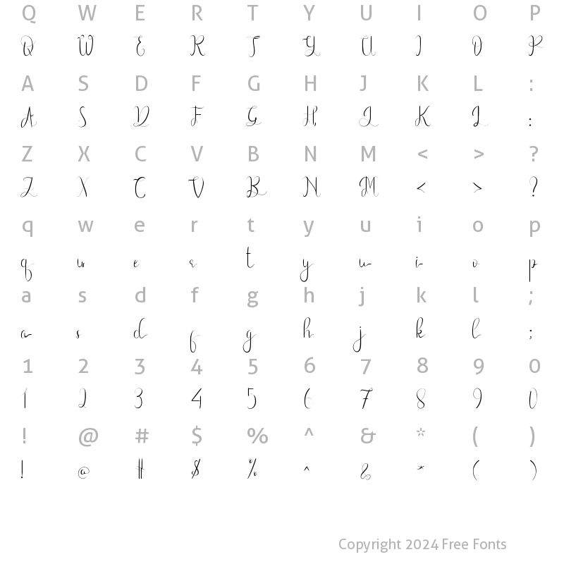 Character Map of First Heart Regular