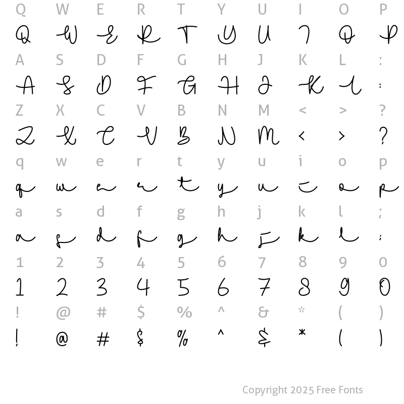 Character Map of Fiselya Regular