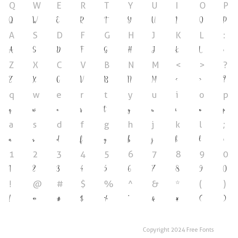 Character Map of Fishbone Regular