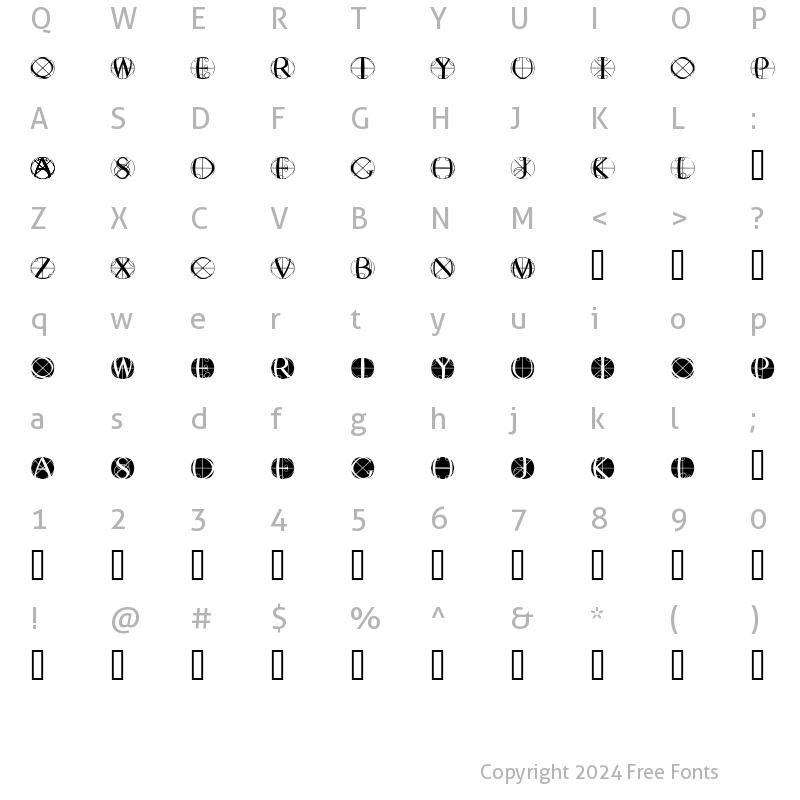 Character Map of FisheyeButtonsTwo Regular