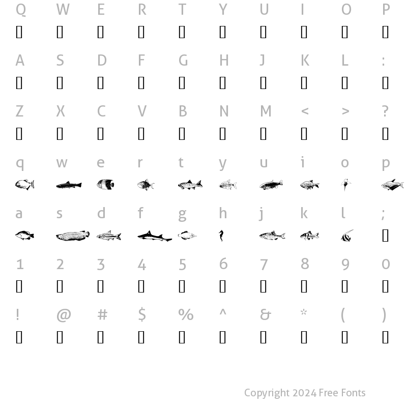 Character Map of FishyPrint Two AOE Regular