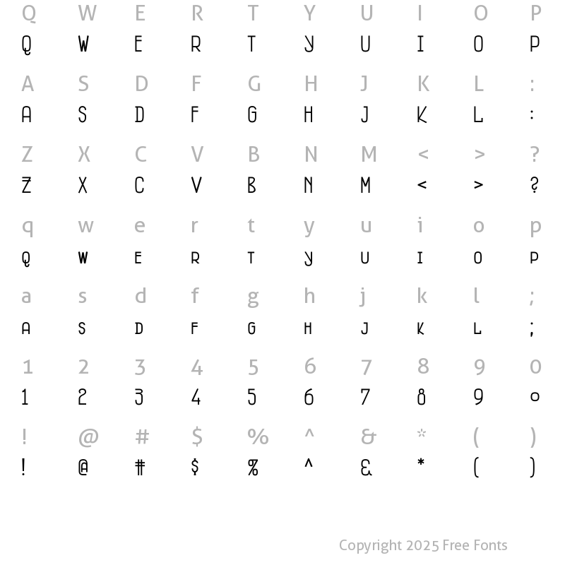 Character Map of Fitzgerald Regular