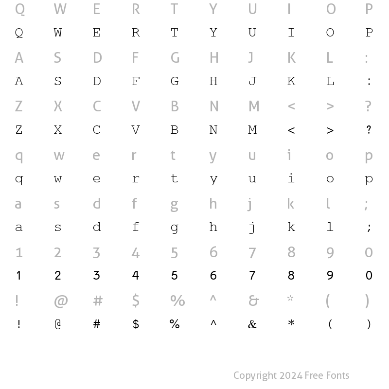 Character Map of Fixed Miriam Transparent Regular