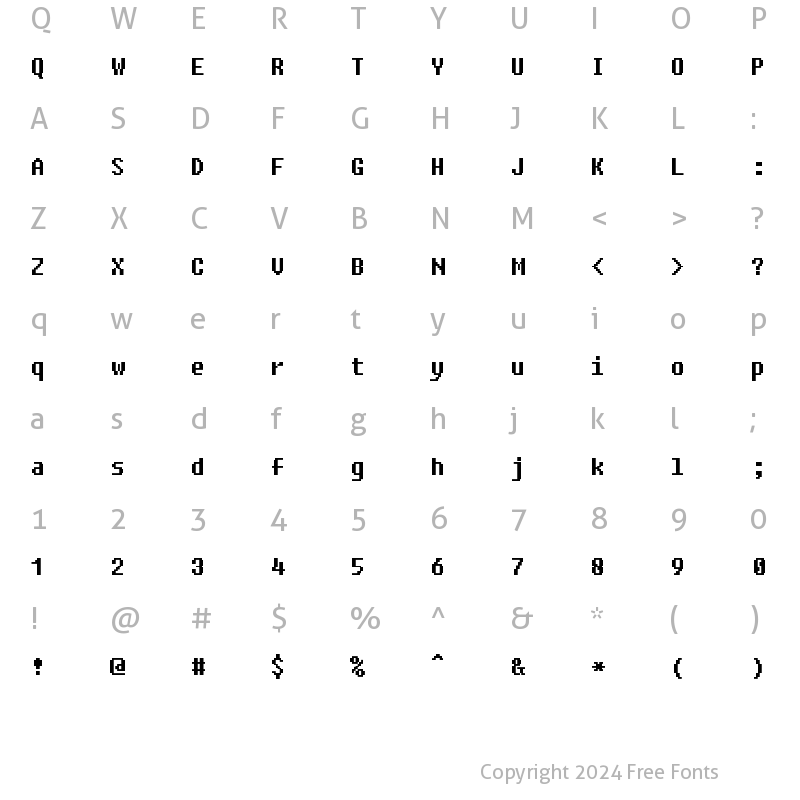 Character Map of Fixedsys Excelsior 3.01 Regular