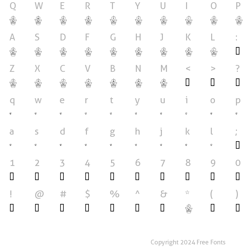 Character Map of FL Love Plant Regular